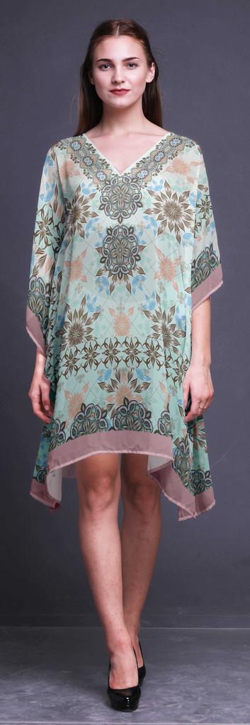 Phagun Womens Short Beach Kaftan Beachwear Bikini Coverup Midi Dress-4X-5X