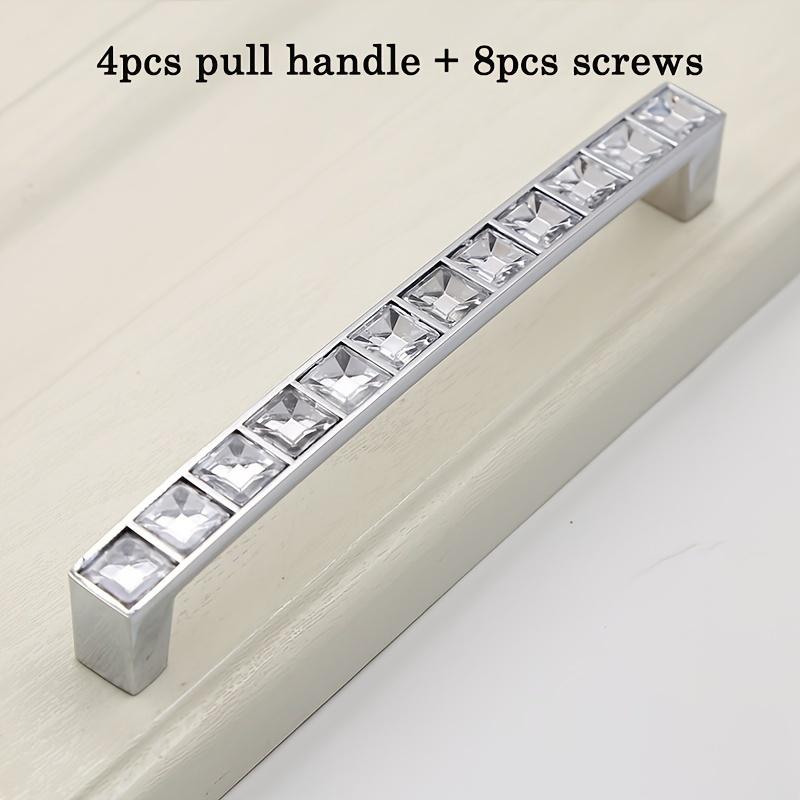 4 bucăți mânere pentru dulapuri, trăgări de sertare pentru dulap, trăgătoare de mobilă în argintiu, pentru dulapuri, dulapuri, comode, sertare, cu șuruburi, trei dimensiuni