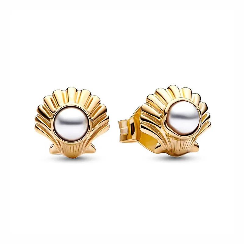 New 925 Silver Gold Color Pearl Earrings Light Luxury Jewelry Exquisite Charm Surprise Gifts for Women