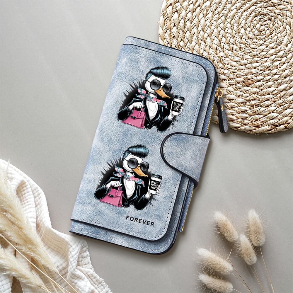 Stylish Duck Print Purse Forever Fashion Ladies Long Wallet Cute Pattern Portable Card Holder