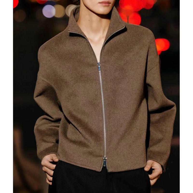 Spring New Arrival Fashion Wind Casual Versatile Stand Collar Long Sleeves Double Zipper Jacket Outwear 8491245