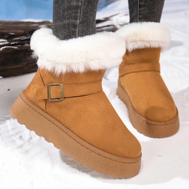 Foreign Trade Casual Cotton Shoes Women's New Autumn and Winter Velvet Thickened Warm Thick Sole Heightened Warm Snow Boots