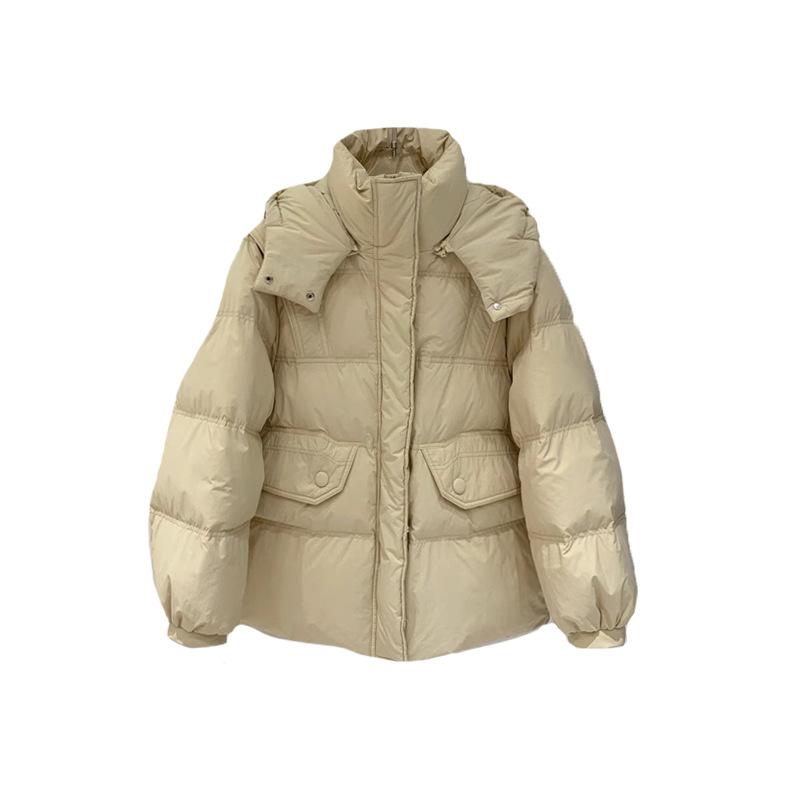 Waist down jacket women's short 2024 winter fashion hooded thickened and thin small bread jacket