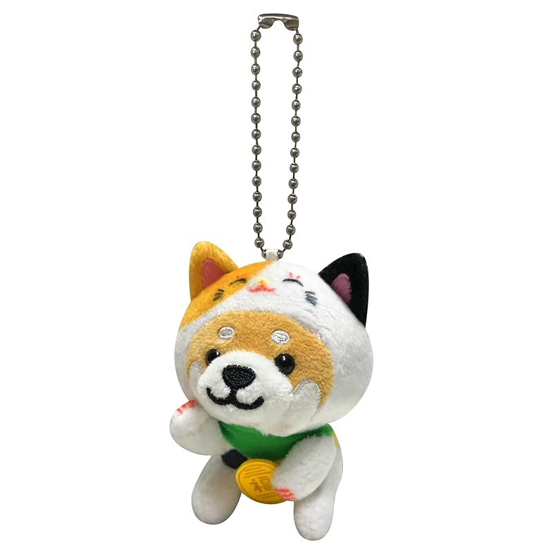 

[LamPlanning] Traveling Mameshiba key ring mascot ball chain back charm cute Fluffy dog Shiba Inu Mameshiba Healing (beckoning cat version)