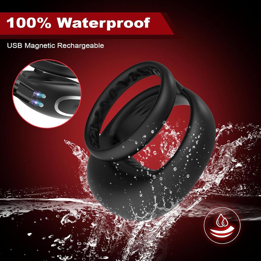 App Control Double Penis Ring Vibrator 10 Vibrations Cock Ring Penis Enhancer G Spot Vibrator Mens Vibrator for Longer Erections