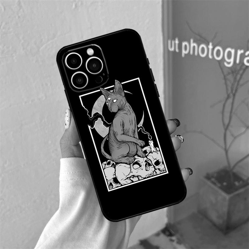 Moon Tarot Witch Cat Case For iPhone 16 15 11 12 13 14 Pro Max Plus XS X XR 12 13 Mini Back Cover