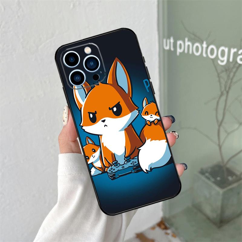 Anime Funny Fox Silicone Soft Case For iPhone 17 Air 11 14 15 16 Pro Max 13 12 Mini 16 Plus 16e Back Cover