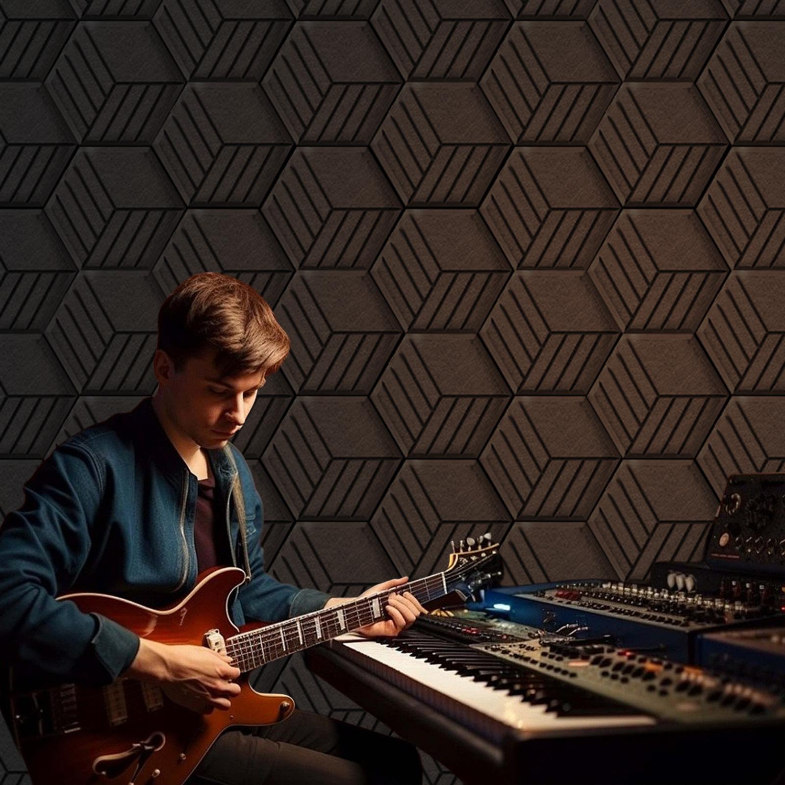 

12pc Acoustic Panels Self-Adhesive Sound Proof Panels for Walls Noise Dampening Board High-Density for Bathroom Game Room CN