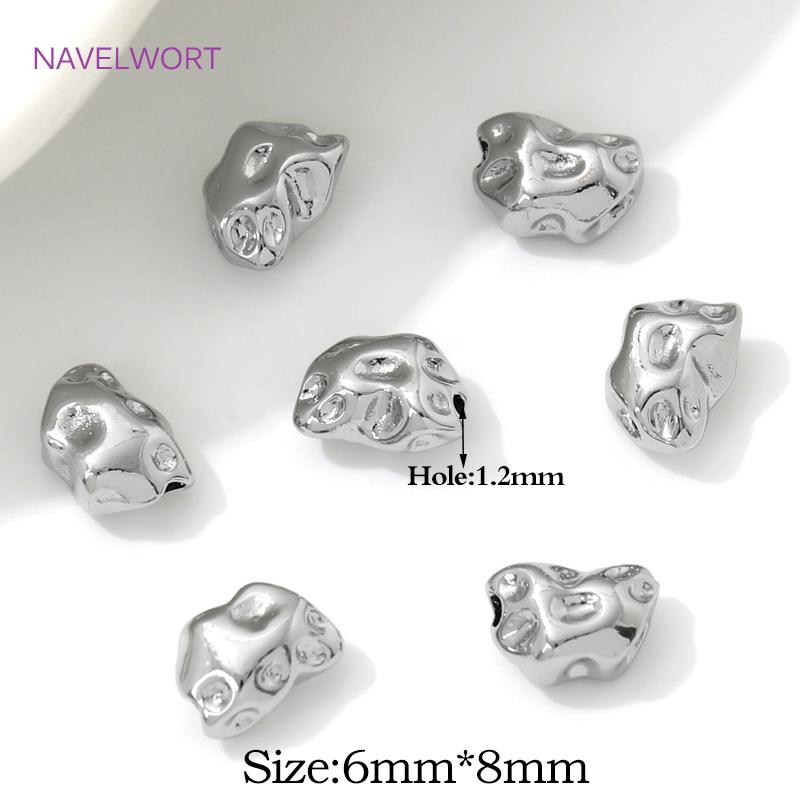 

6mm*8mm 18K Gold Plated Brass Irregular Spacer Beads Bracelets Making Accessorie,Separator For Beads,DIY Beading Accessories 2 pieces