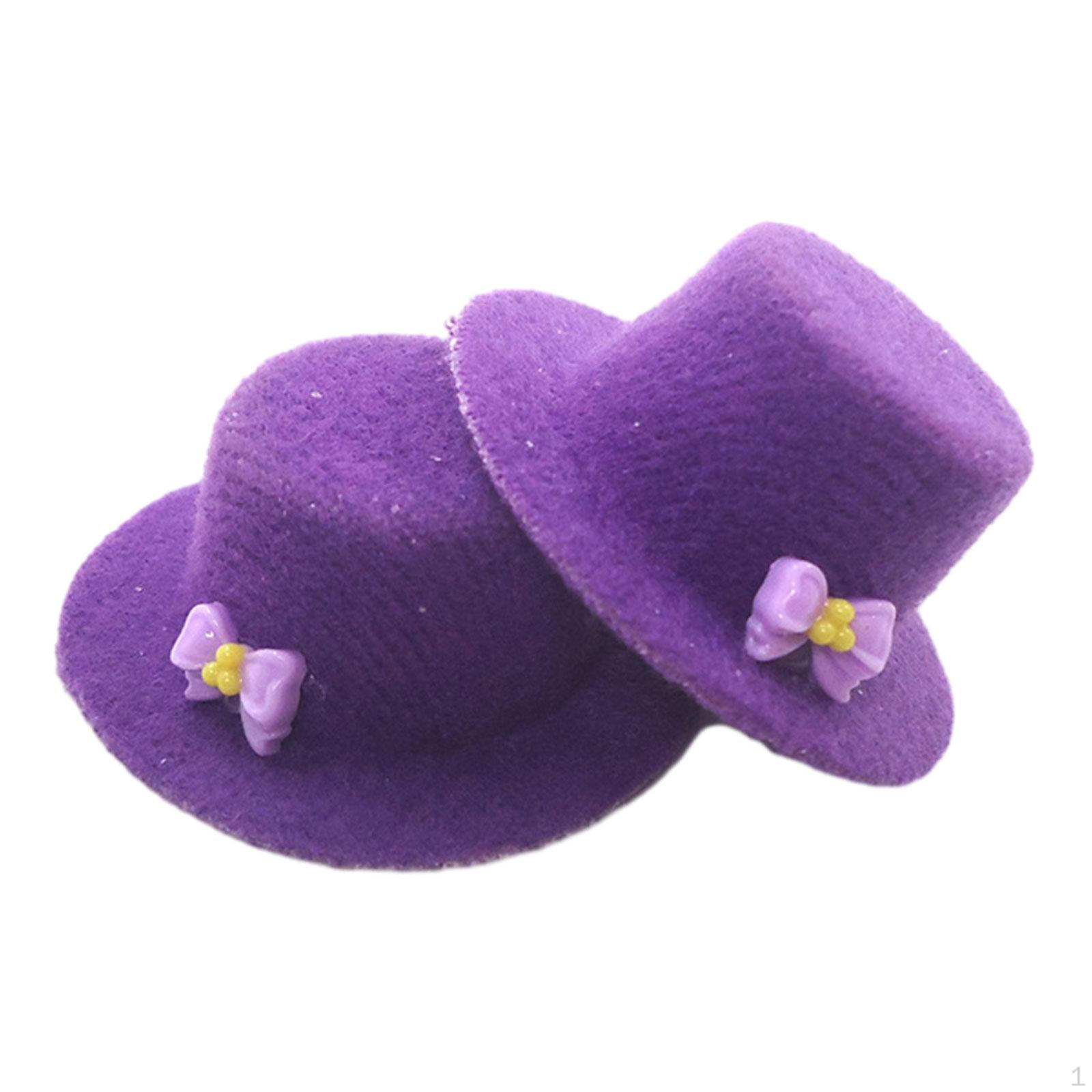 

2 Pieces 1/12 Dollhouse Mini Top Hat Bow with Accessories Children Toy фиолетовый
