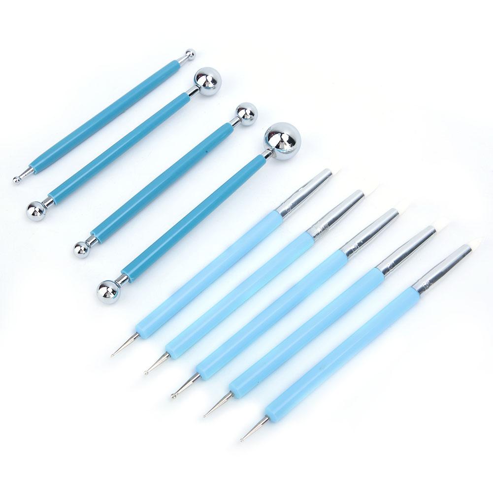 9Pcs Acrylic Silicone Craving Pen Aluminum Tube Handle Pottery Clay Sculpture Tool #1