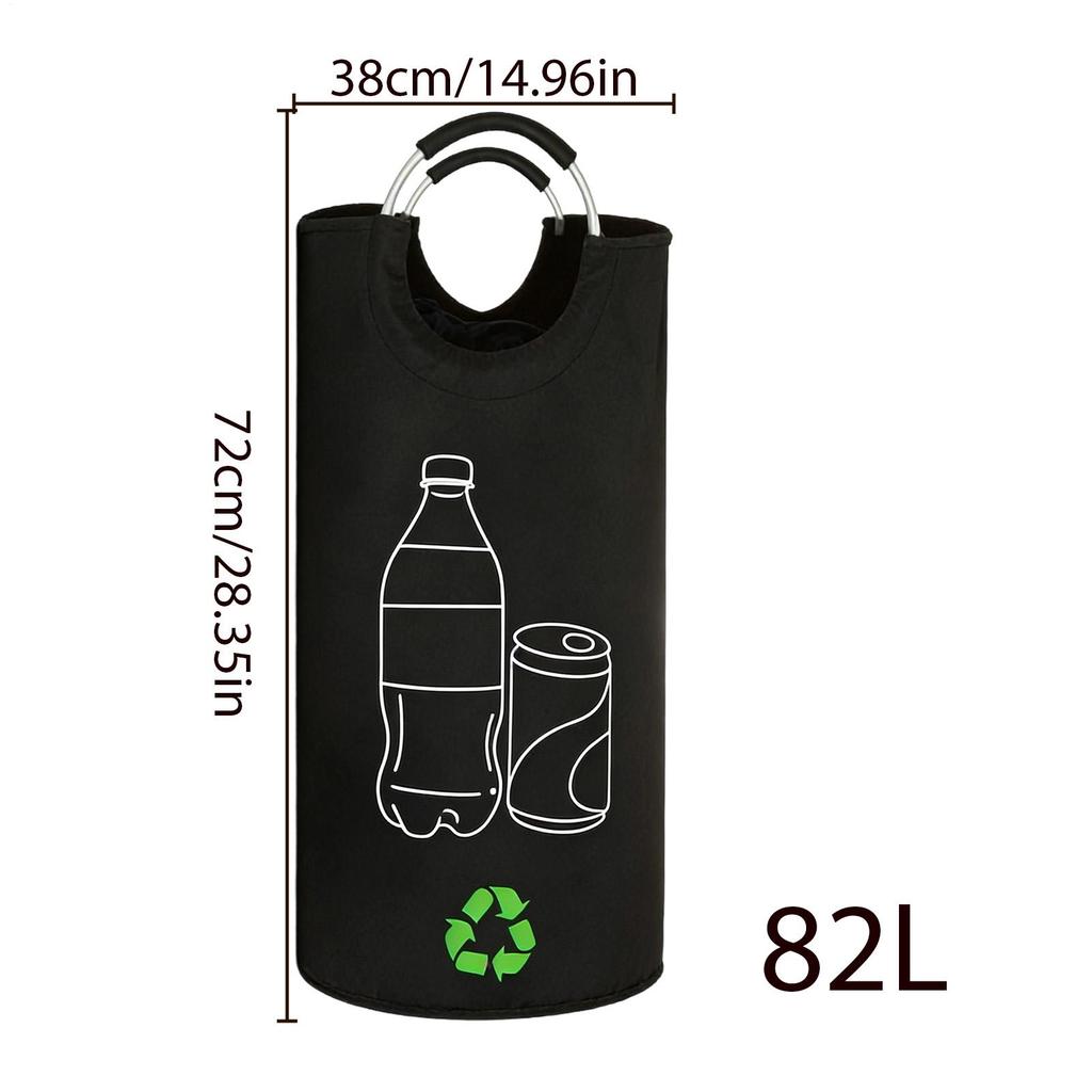82L Oxford Cloth Aluminum Handle Recycling Bottle Storage Bag Dirty Clothes Basket Home Storage Folding Recycling Bag