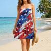 Women’s Strapless Casual Dress Sleeveless Tube Top Sundress with Firework and Star Pattern for Summer Holiday Beach Wear