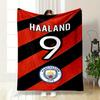 Diagonal Red and Black Stripes with Bold Text and a Manchester City Logo. for All Seasons Blanket Lunch Break Throw Gift