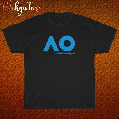New!  Australian Open AO Tennis Logo Black  Navy  White Size S-5XL Unisex T-Shirt