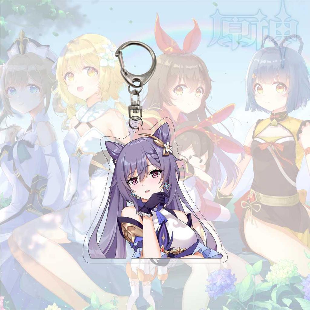 Cartoon Anime Genshin Impact Keychain Acrylic Double Sided Transparent Key Chain Ring Keyring Accessories Jewelry For Fans Gifts