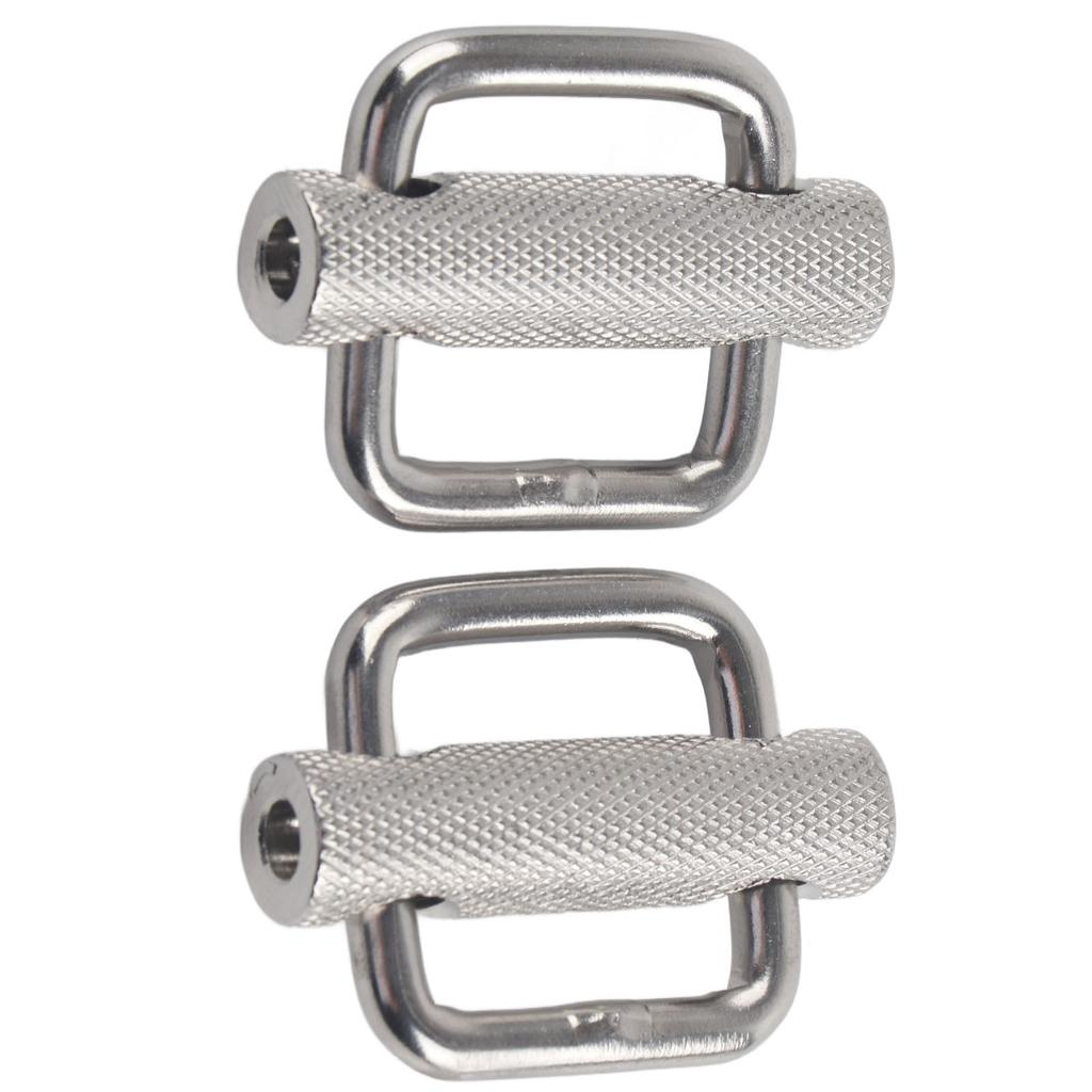 2Pcs Slide Buckle 316 Stainless Steel Rectangle Adjustable Knurled Roller Belt Buckles