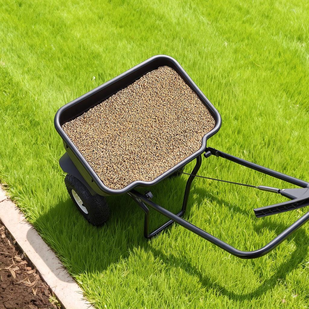 Schiebe-Rasenstreuer, 3,6m Streubreite, Streuwagen mit 36,3kg Ladekapazität & 10 Zoll All-Terrain-Reifen, Handgeführter Garten- und Rasenstreuer