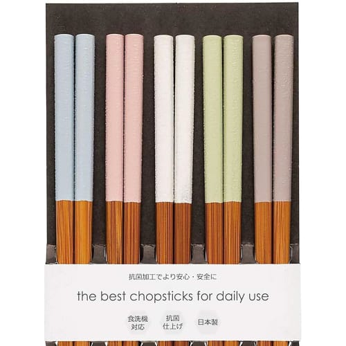 Sunlife Ätpinnar, Tål diskmaskin, Halkfria, Antibakteriella, 22,5 cm, Set om 5, Kommersiell användning, Gästanvändning, Bambu, Sotbambu, Mjuka, Tillverkade i Japan,