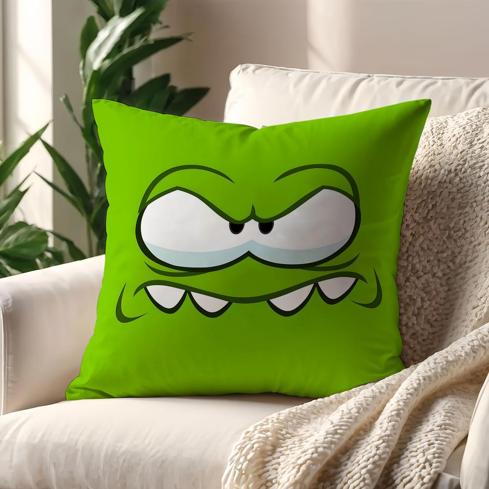 Süßer Frosch Cartoon Spiel Lustiges Gesicht O-Om N-Nom Kissenbezug Für Kissen Druck Sofa Dekoration Zuhause Auto Büro Nordische Schlichtheit