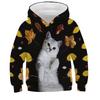 Autumn 3D Cat Printed Hoodies Fashionable Casual Sports Long Sleeved Children's Boy Hooded Sweatshirts