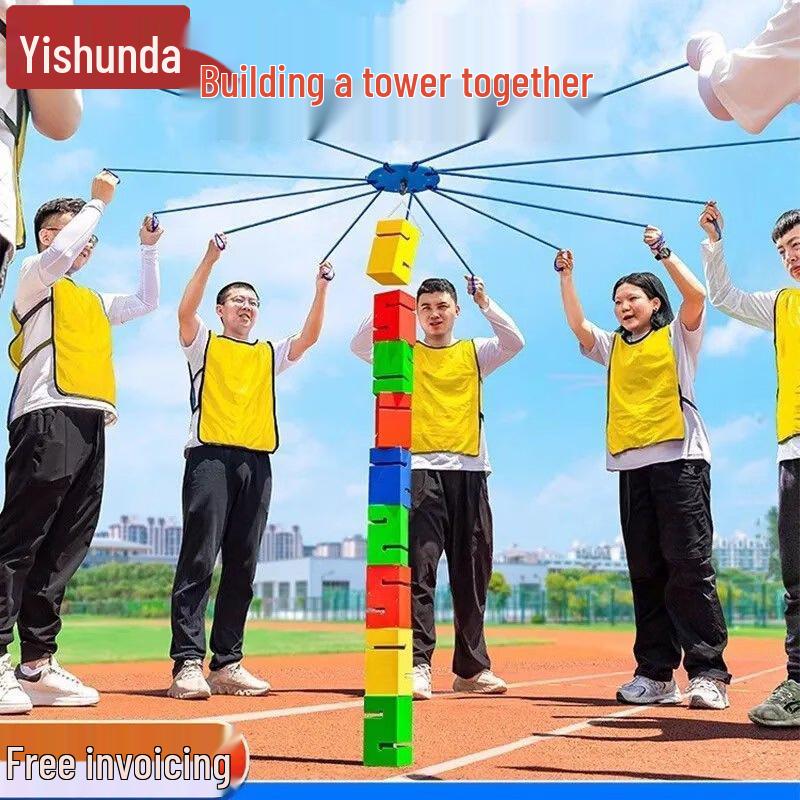 Cooperative Tower Building Team Challenge Game