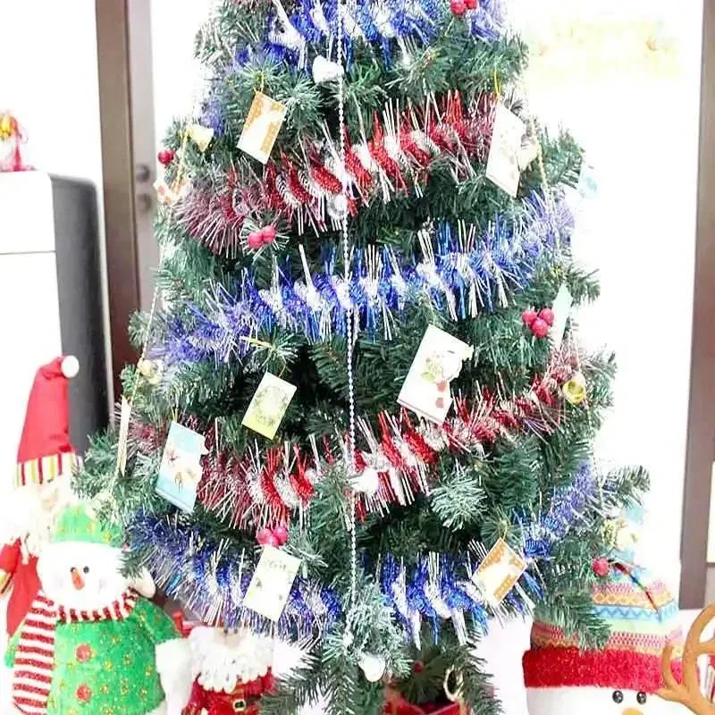 2M Christmas Tinsel Ribbon Garland Gold Silver Color Decorative Tinsel Strips Home Wedding Birthday Party Wall Door Decor