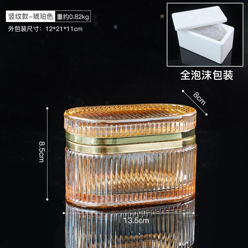 Nordic Minimalist Embossed Glass Jewelry Box Home Decor for Bedroom Dressing Table Desktop Storage Box & Decorative Ornament