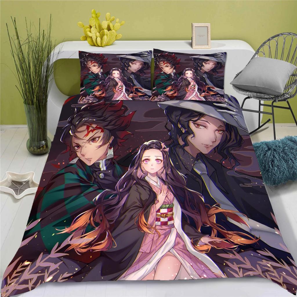 Children Coton D-Demon Slayer Soft Duvet Cover Polyester Set kimetsu no yaiba Beding Adorable Lovely Printed Carton Comfortable Quilt Cover Premium