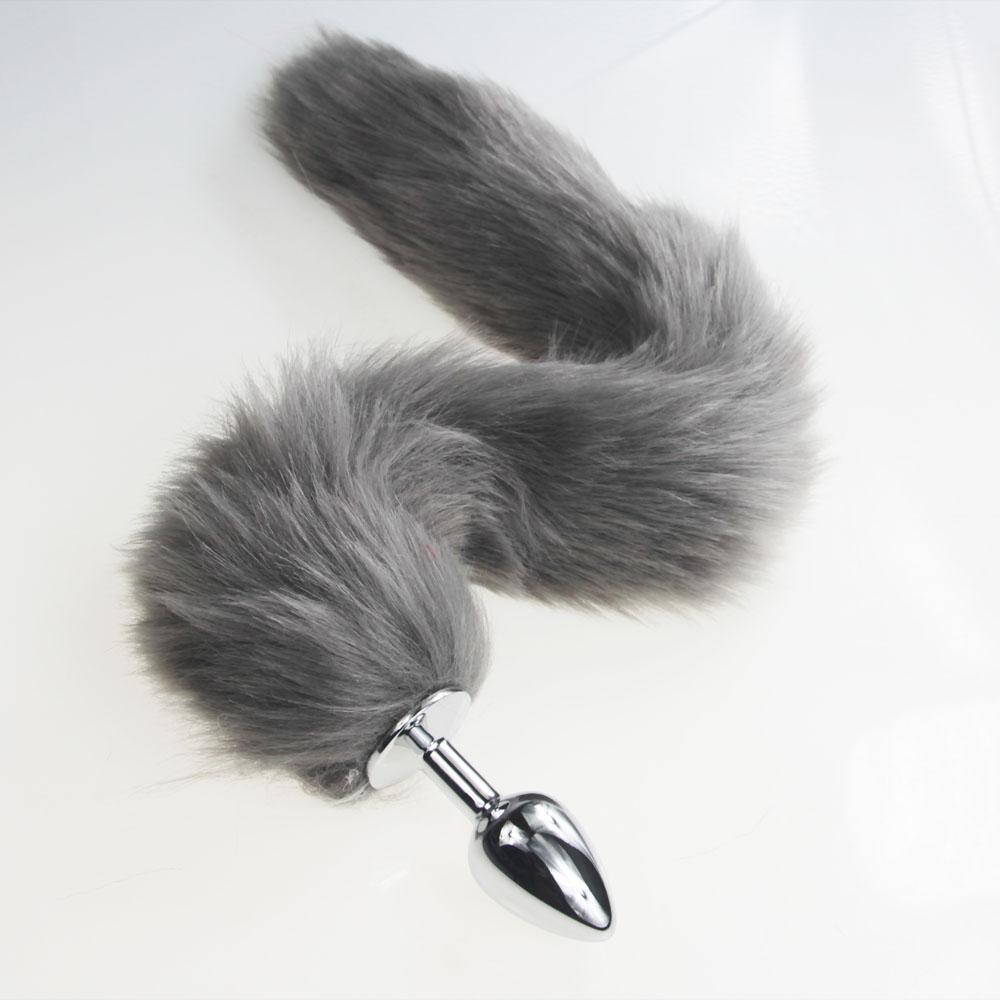 Gray Fox/Dog Tail Metal Furry Anal Plug Sexy Toys Butt Plug BDSM Flirt Anus Plug For Women WILD Cat Tail Adult Toy Stim