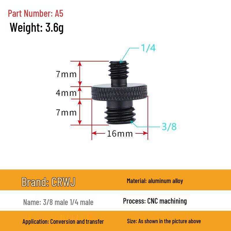 1/4 to 3/8 M4 M5 M6 M8 Screw Adapter for Tripod, Pan/Tilt Camera, Hot Shoe Mount & Light Stand