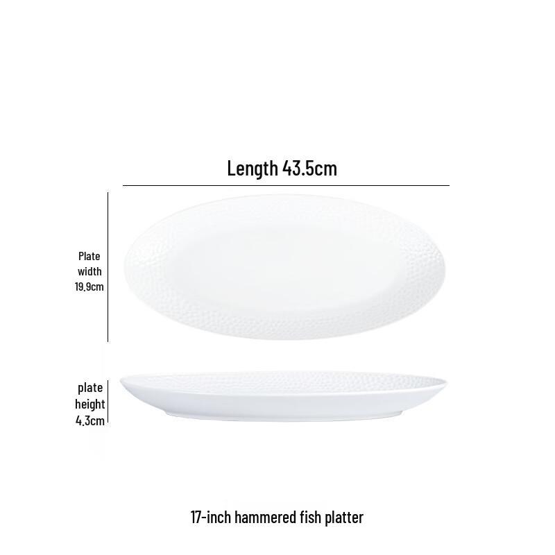 17-inch Round Hammered Ceramic Fish Plate