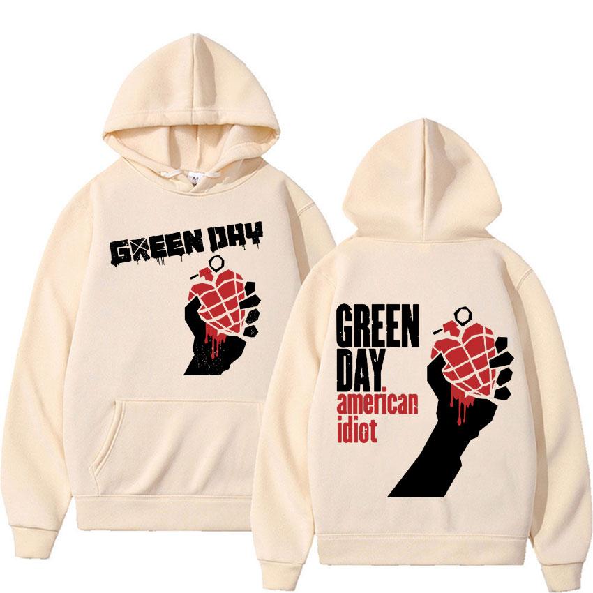 Seltene Punkband Green Day American Idiot Print Hoodie Herrenbekleidung Gothic Vintage Sweatshirt Männlich Lässig Fleece Hoodies