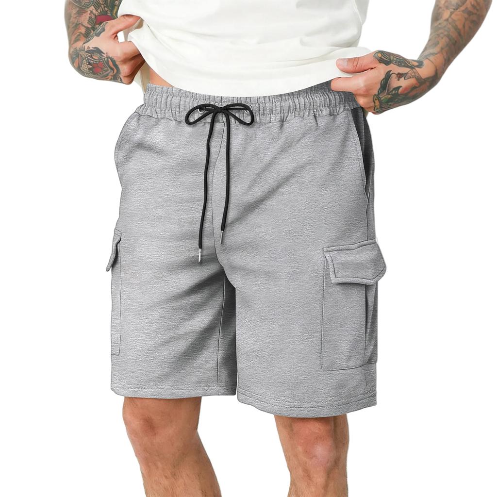 Men's Multi-pocket Cargo Shorts, Loose-fitting Casual Athletic Pants, Straight Leg, Five-point Pants