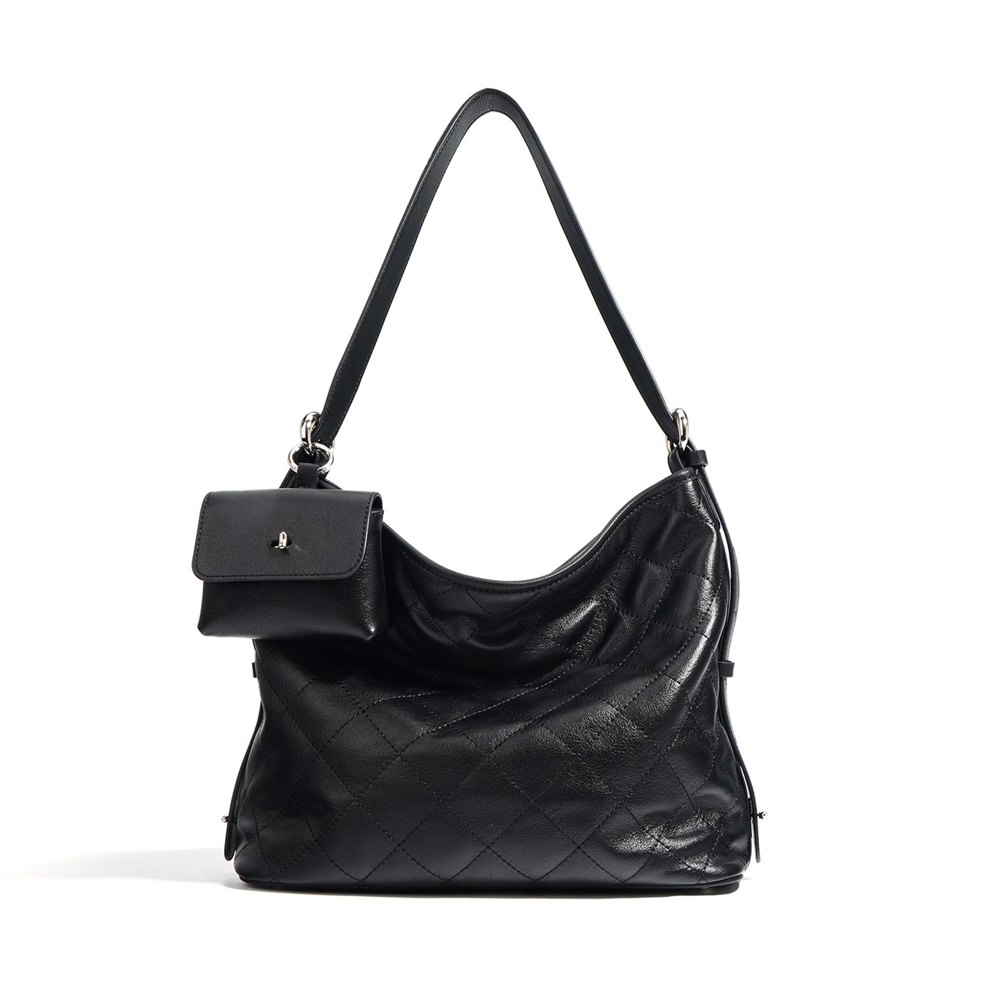 

Новая ретро модная универсальная сумка через плечо с большой вместимостью, женская сумка-тоут, сумка-тоут, сумка через плечо Niche Length 31cm x Height 24cm x Width 14cm чёрный