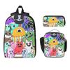 Set di 3 Pezzi Zaino Merch Garten Of Banban per Ragazzo Ragazza Astucci Set Zaini con Portapranzo Per Studenti Scolastici Zainetto