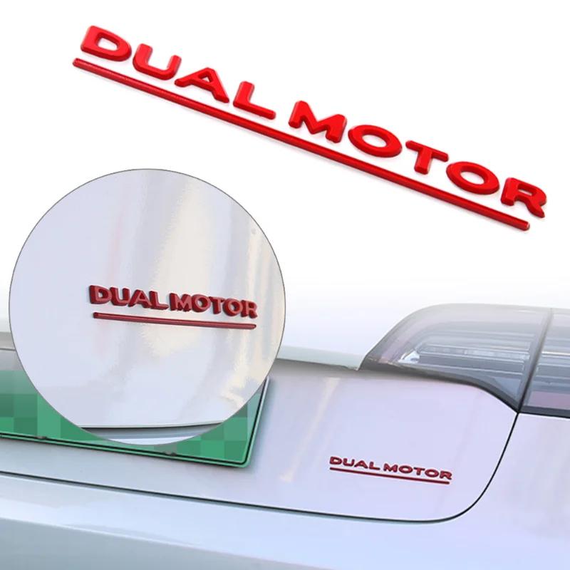 E5 DUAL MOTOR Achterlogo voor Tesla Model 3 Y S X Letters Embleem 3D Auto Styling Spatbord Badge Emblemen Decoratie Auto Accessoires