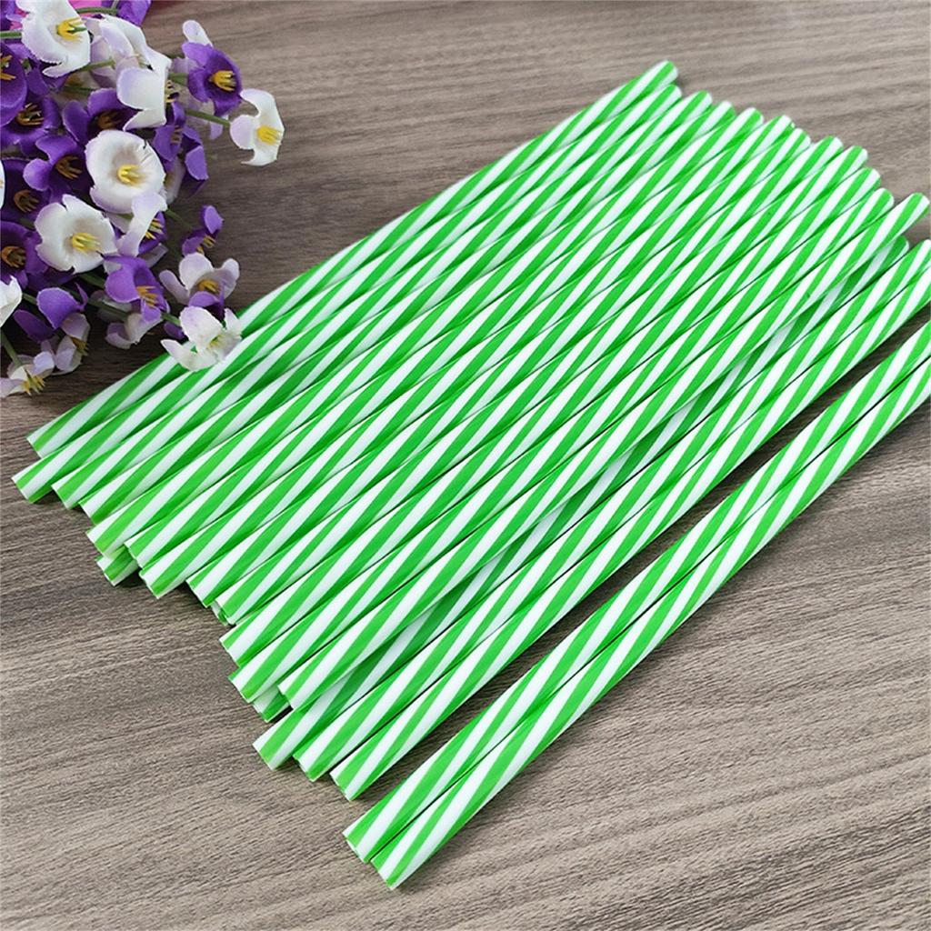 100 Pieces Plastic Drinking Straws 8 Inches Long Multi-Colored Striped Foldable