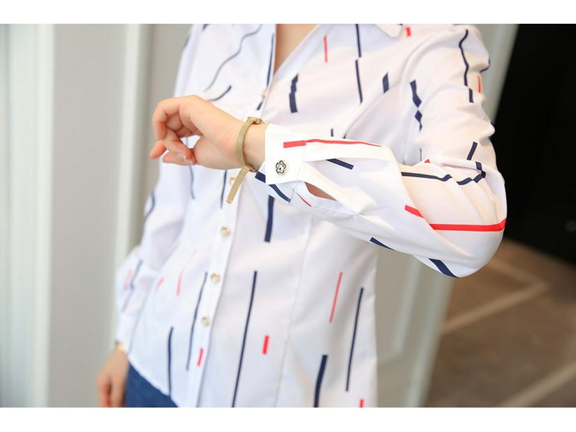 Korean Style Women's Slim Fit V-Neck White Shirt - Autumn 2024 Fashion Long Sleeve Casual Top