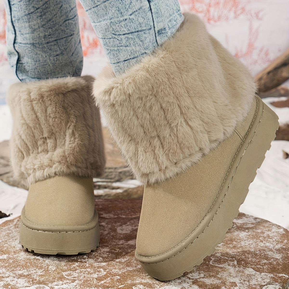 

Жіночі зимові снігові чоботи з потовщеною підкладкою, теплі та зручні черевики до щиколотки. 37 бежевий