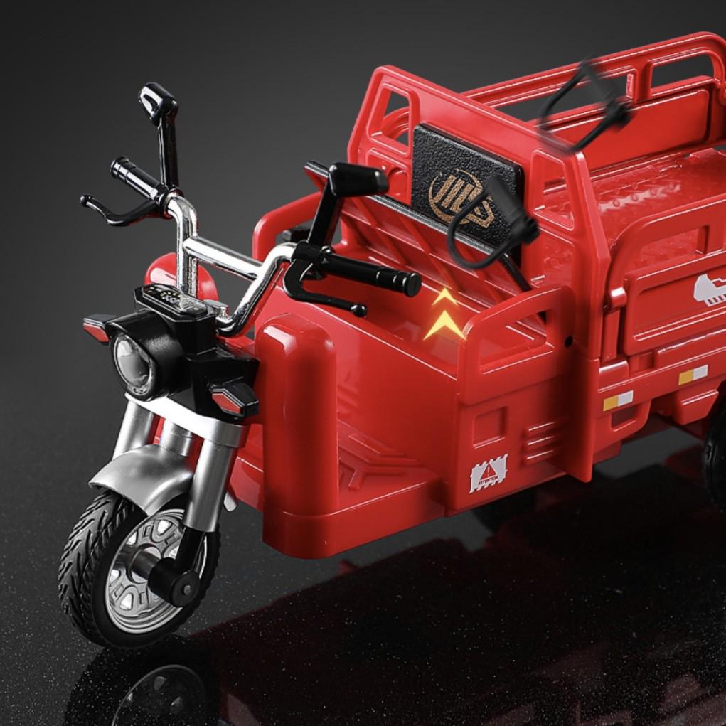 Huili 1:10 Alloy Tricycle Toy with Lights - Children's Model Ornament, Perfect Gift for Boys and Girls
