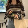 Bluza damska, cienka, luźna, z długim rękawem, modny sweter w paski