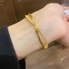 18K Gold Plated Zircon Bamboo Buckle Bangle - New Chinese Tide Exquisite Bracelet, High-End Niche Jewelry.