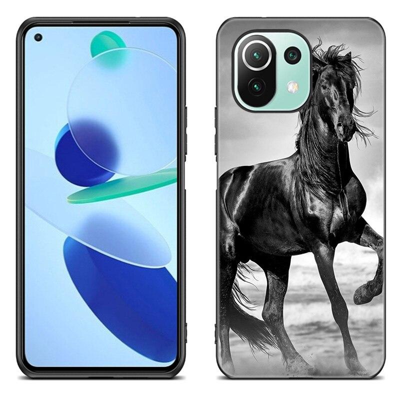 Horses Running Phone Case For Xiaomi Mi 11 Lite NE 11i 10T 11T Pro A2 A3 Lite POCO F3 M3 M4 C31 X3 Pro NFC GT Black Soft Cover