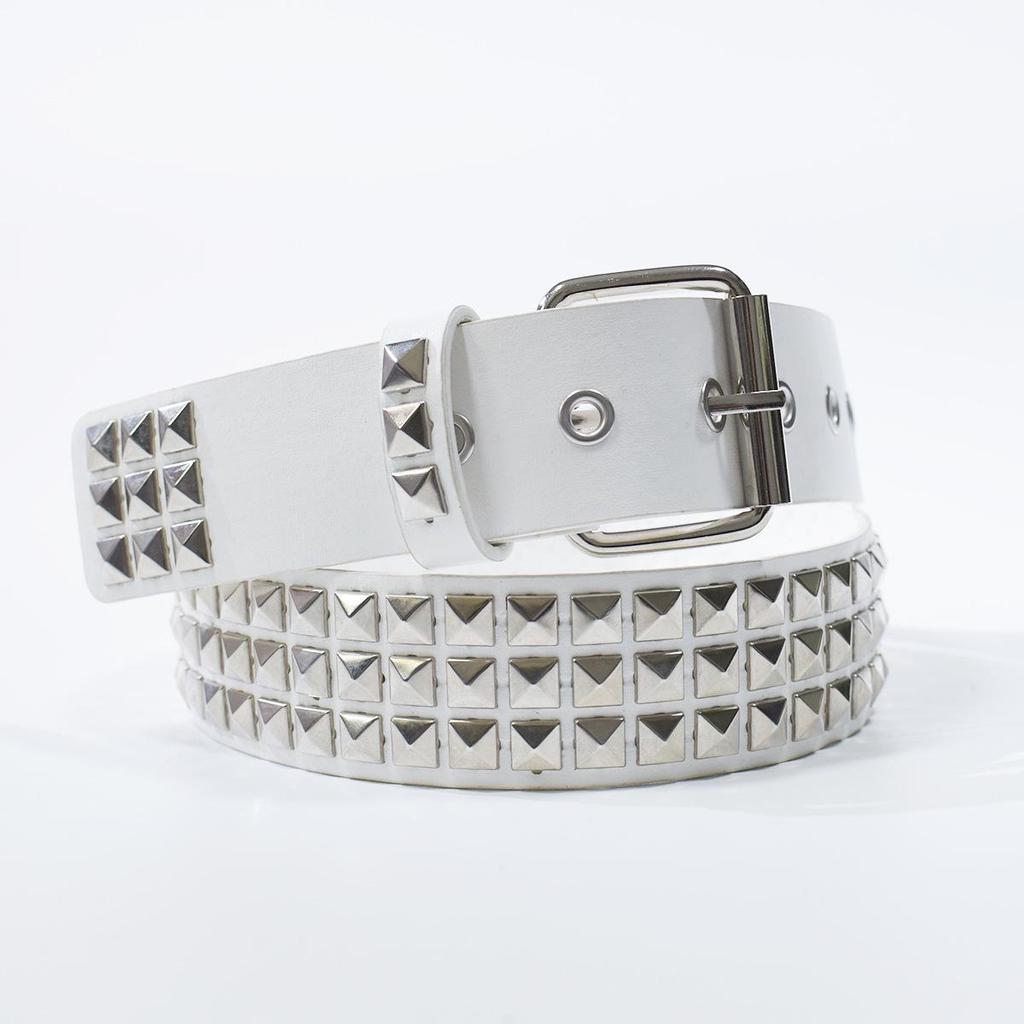 Unisex Square Bead Punk Style Stainless Steel Rivet Hip Hop Belt for Jeans