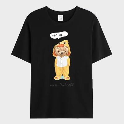 Summer Men's T-shirt Teddy Bear In Pajamas Printed T-shirt Cotton Fashion Street Short Sleeve Oversized Tee Shirt Men Clothes