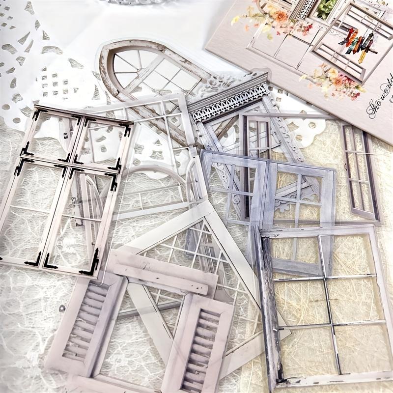 

10 шт./уп. Наклейки ПЭТ смешанных цветов с оконным сюжетом - Геометрический узор, самоклеящиеся наклейки неправильной формы для скрапбукинга