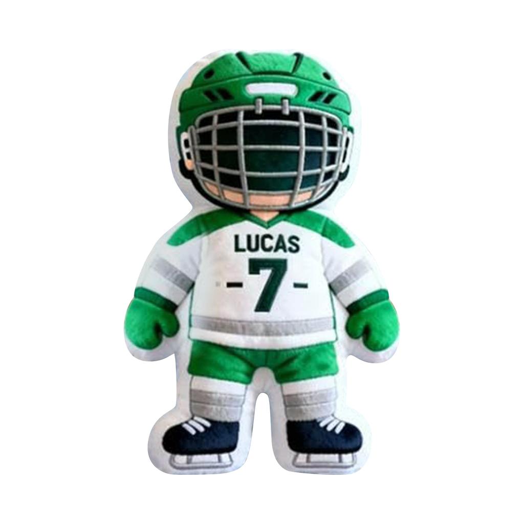 Plush Hockey Player Toy Soft Stuffed Figure with Helmet and Protective Gear Number Seven Design for Kids and Collectors