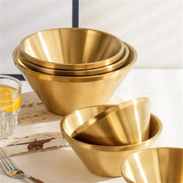 Double Wall Insulated Metal Soup Bowl Kitchen Serving Bowl V Shape Mixing Salad Bowl Dessert Cups Food Container