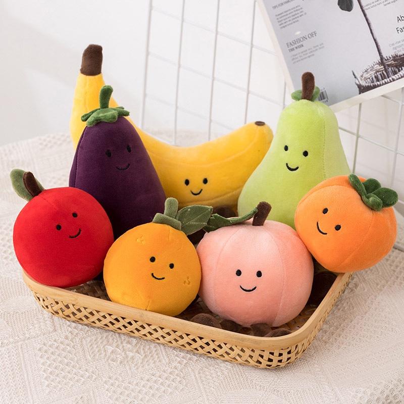 Adorable Fruit Party Plushies For Kids- Banana, Eggplant, Peach, And Pear Options!